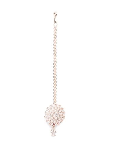 Buy Priyaasi Designer Floral Brass Maang Tikka for Women | Rose Gold ...