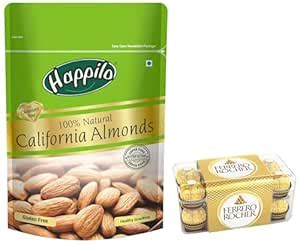 Happilo 100% Natural Premium California Almonds 200 g Dried & Ferrero ...