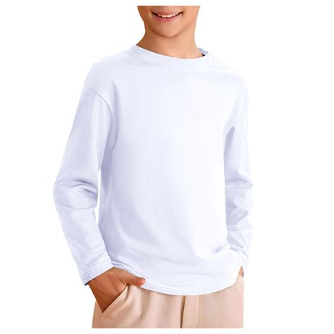 alcepopk Boys Long Sleeve Shirts Soft Basic Tees Youth Boys Long Sleeve ...