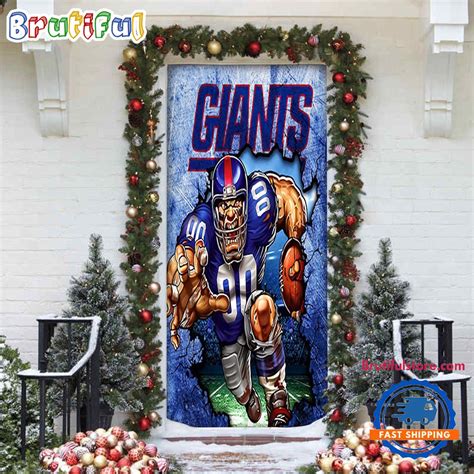 NFL New York Giants Mascot Christmas Door Cover, Football Door Cover