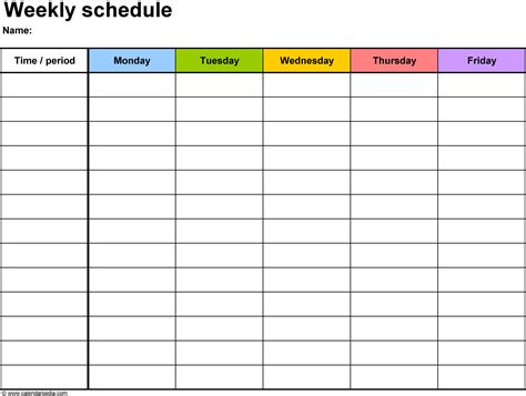 Blank Workout Schedule