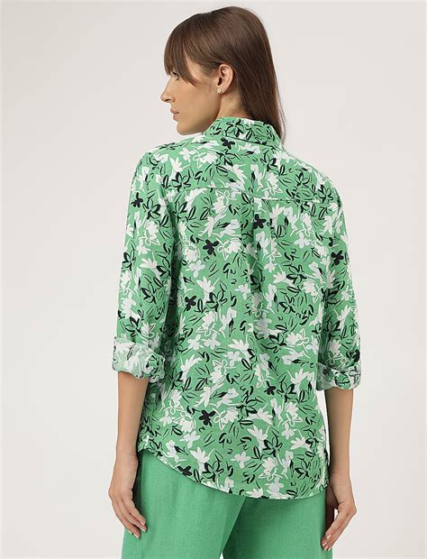 Buy Pure Linen Floral Printed Shirt at Marks & Spencer