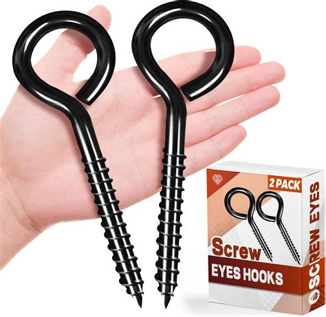 Amazon.com: ZAUGONTW 6 Inch Heavy Duty Black Screw Eyes Hooks, 4PCS ...