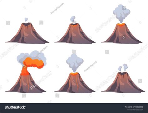 Volcano Eruption Steps Isolated Set Vector Stock Vector (Royalty Free) 2473198561 | Shutterstock