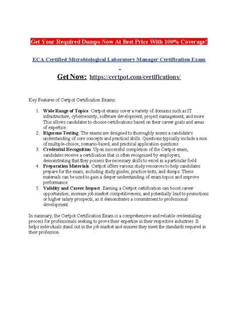 ECA Certified Microbiological Laboratory Manager Certification Exam ...