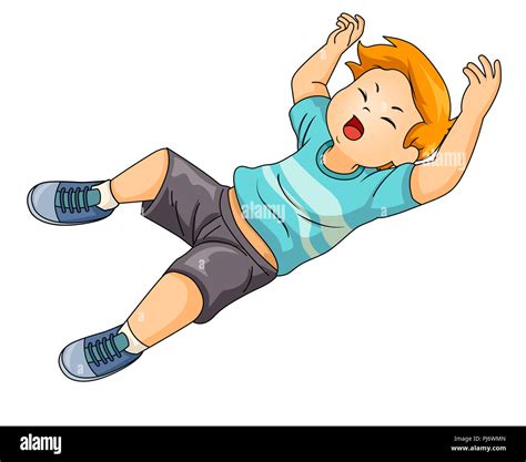 Illustration of a Kid Boy Falling Down the Floor Stock Photo - Alamy