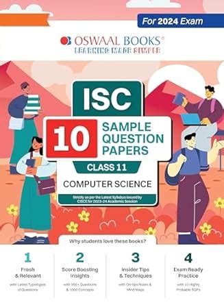 Oswaal ISC 10 Sample Question Papers Class 11 Computer science For 2024 ...