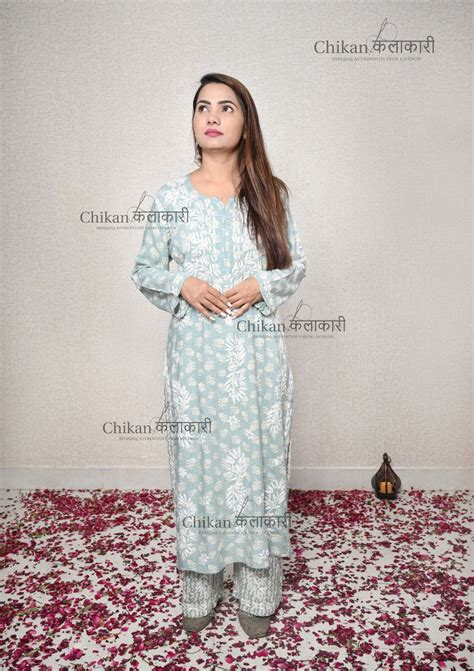 Amira Printed Rayon Chikankari Kurti Set – Chikan Kalakaari
