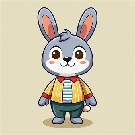 Rabbit in clothes smiling cartoon vector image | Premium Vector