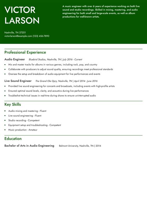 25 Music Resume Examples and Templates for 2025 - ResumeBuilder.com