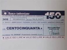 nuovo banco ambrosiano mini assegno circolare lire 150 banco a palermo nuovo banco ambrosiano mini assegno circolare lire 150 banco a palermo