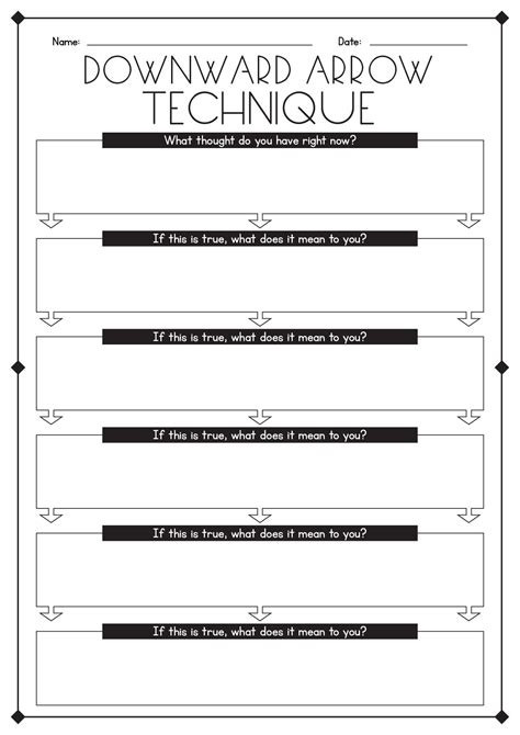 Downward Arrow Technique Worksheet | Cognitive therapy, Therapy ...