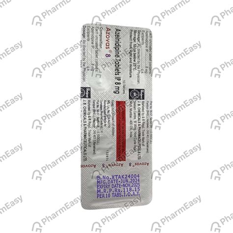 Buy Azovas 8 MG Tablet (10) Online at Flat 15% OFF | PharmEasy