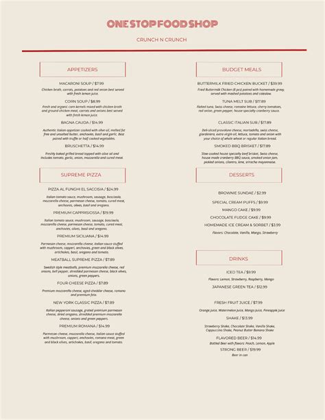 Food Menu 的图像结果