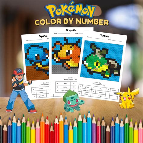43 Pokemon Color by Number Coloring Pages, Pokemon Party Games, Pokemon ...