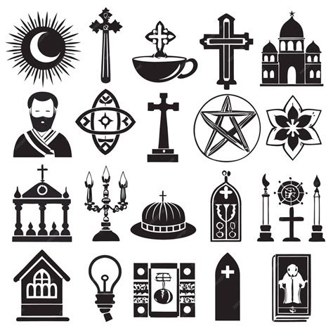 Set of religion icons black and white vector illustration of religious ...