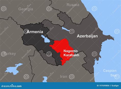 Armenia-Azerbaijan Conflict in Nagorno-Karabakh on Outline Map Stock Illustration - Illustration ...