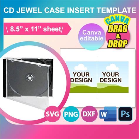 Jewel Case CD Insert Template, Jewel Case Insert, Ms Word, Canva, PSD ...