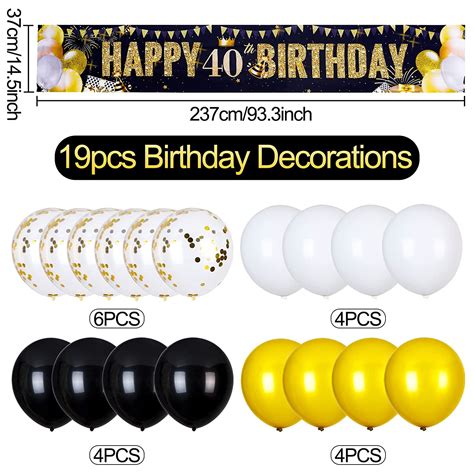 40th Birthday Decorations, Happy 40th Birthday Banner Balloons Kit ...