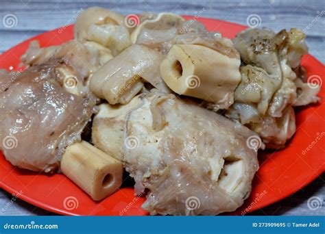 Arabic Egyptian Cuisine of Kawareh Trotters and Knee Boiled with Soup ...