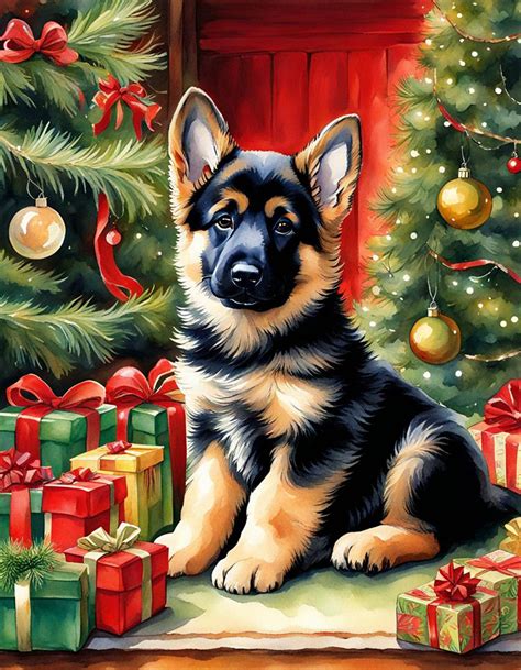 German Shepherd Puppy Christmas Free Stock Photo - Public Domain Pictures