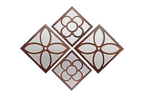 Buy fING MDF Mirror 4 Pcs Wall Decor Panel | Wooden Wall Hanging ...