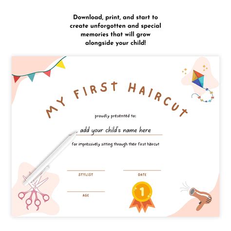 Printable My First Haircut Certificate, First Haircut Keepsake for Kids ...