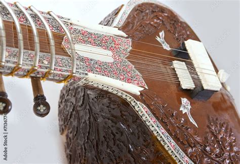 Sitar, a string Indian Traditional instrument, close-up Stock Photo ...
