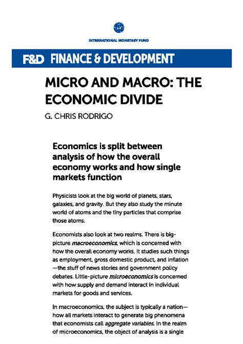 IMF Economics: Understanding Macro vs Micro Dynamics - Studocu