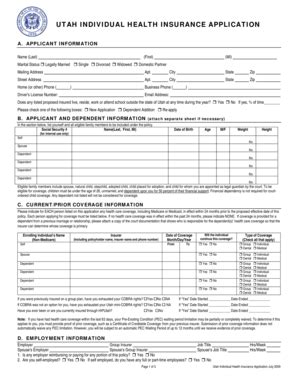 Fillable Online insurance illinois APPLICANT AND DEPENDENT INFORMATION ...