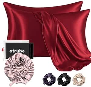 Buy Atrube Silk Bonnet for Hair with 3 Satin Scrunchies, Satin Bonnet ...