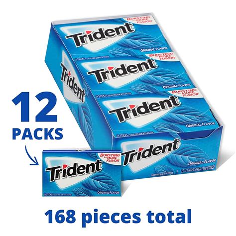 Trident Original Flavor Sugar Free Gum - 12 Packs (168 Total Pieces ...