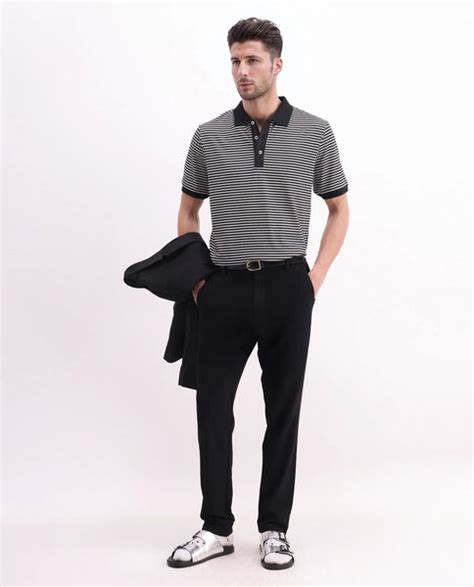 Rare Rabbit Men's Zop Navy Cotton Blend Striped Print Regular Fit Half