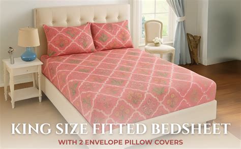Buy Mohmit Mart King Size Elastic Fitted Bedsheet Set (78x72x6 Inch ...