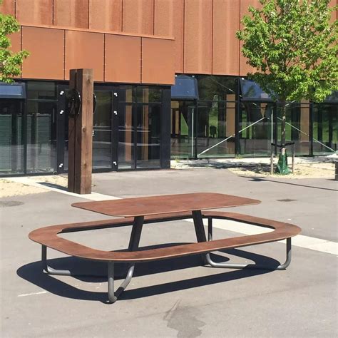 Contemporary picnic table - ALTA - Concept Urbain - HPL / galvanised ...