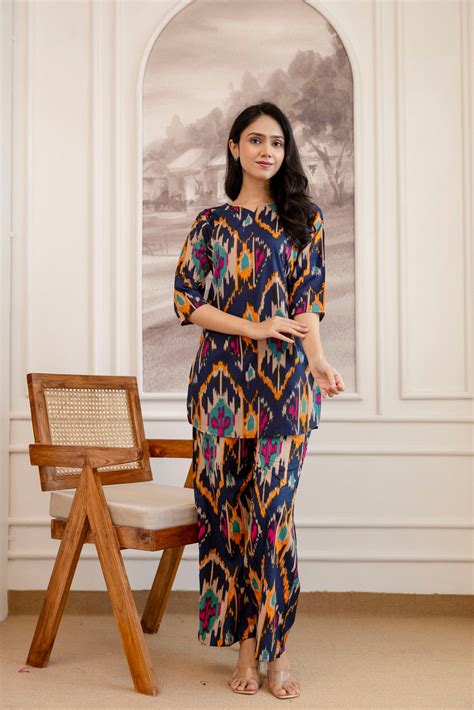 Blue Cotton Abstract Co-ord Set – Me&My
