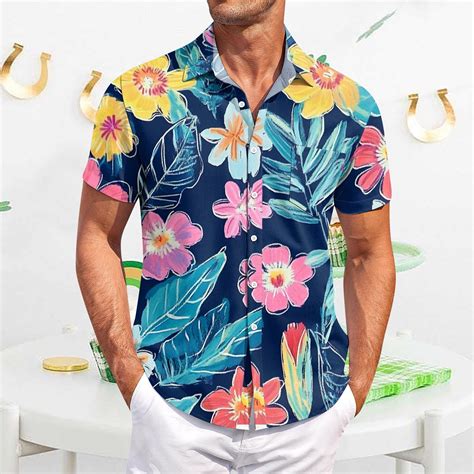 CHCNHAC Floral Shirts for Men Summer Short Sleeve Button Up Shirts ...