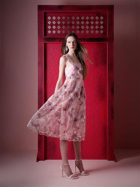 MARQUEE Pink Floral Embroidered Midi Dress