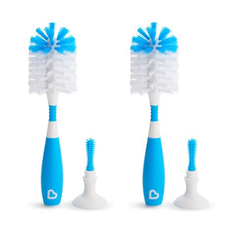 Munchkin® Bristle™ Baby Bottle Brush, Includes Suction Base, Blue, 2 ...