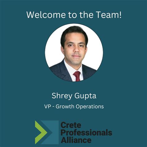 We are excited to have Shrey Gupta join Crete Professionals Alliance ...