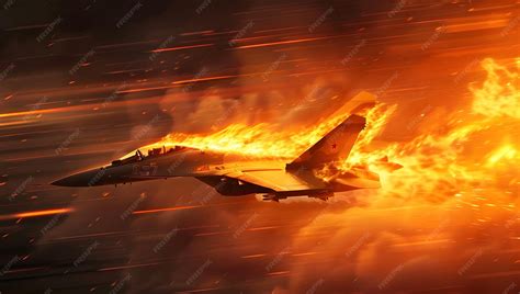 Premium Photo | Fiery aircraft burning aircraft fighter jet fire ...