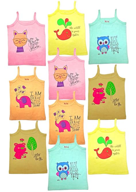Buy HAP Kids 100% Cotton Multicolored Camisole/Pack of 10 / Size 45 at ...