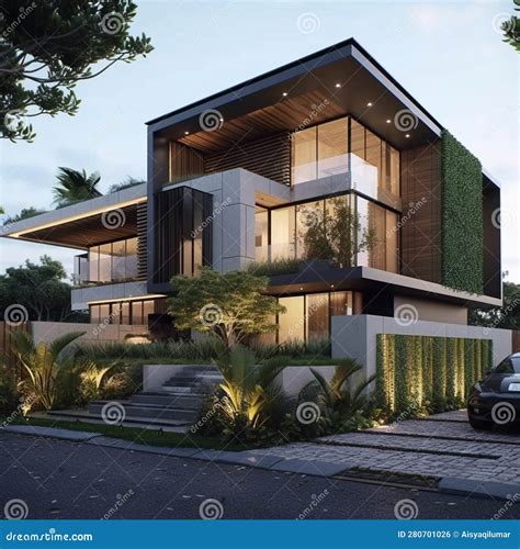 The View of the Exterior Facade of a Modern and Luxurious 2-story House ...