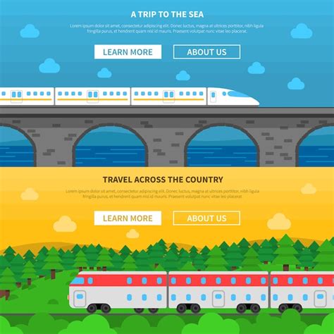Railway banner set | Free Vector