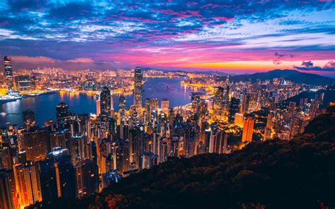 Hong Kong City View Buildings Light Night, HD World, 4k Wallpapers ...