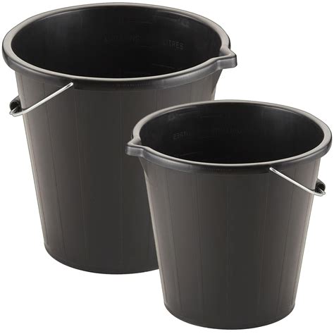 Buy Black 14 Litre Plastic Bucket 3 Gallon Water Storage Cement Mixing ...
