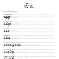 Cursive Words Worksheets: Alphabet "E" - Cursive Writing Course-Improve ...