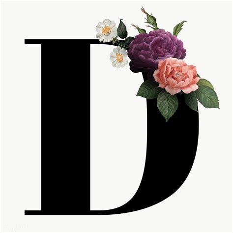 Classic and elegant floral alphabet font letter D transparent png | free image by rawpixel.com ...