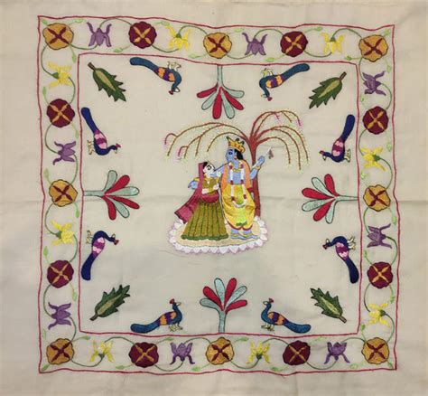 Buy Radha-Krishna Chamba Rumal painting by Anjali Vakil