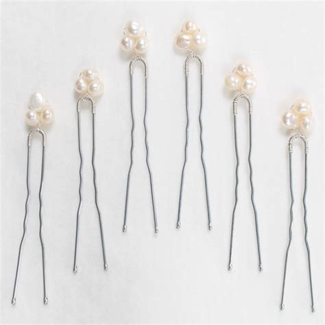 Freshwater Pearl Hair Pins, Set of 6 - Lotus Blue